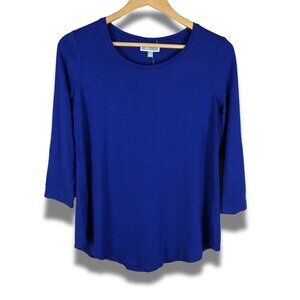 JM COLLECTION Blue 3/4 Sleeve Scoop Neck Tee NWT XS